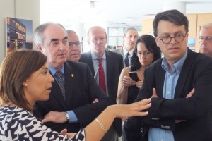 La alcaldesa, Ana Alós, con los presidentes de las Cámaras de Huesca y Tarbes