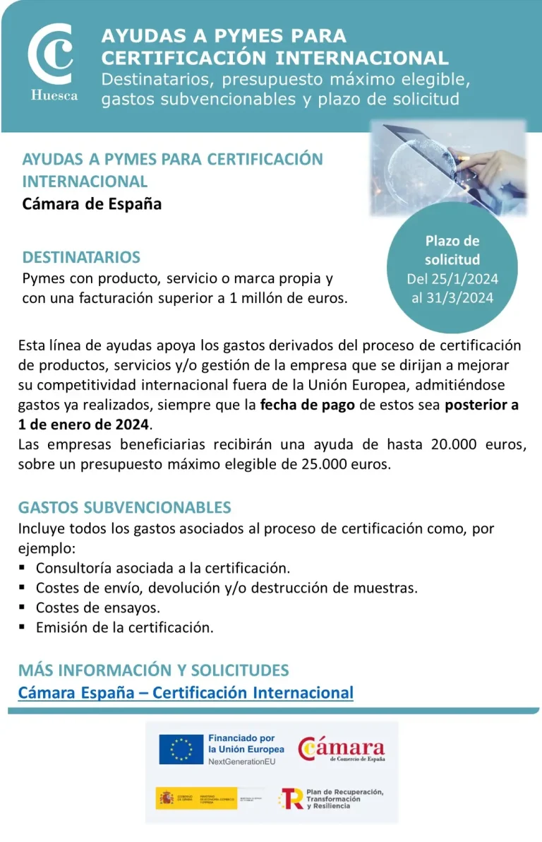 Ayudas a pymes para certificación internacional