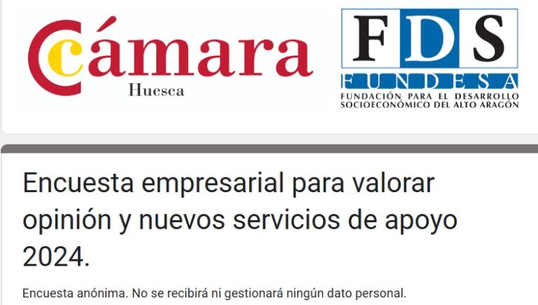Encuesta de opinión de empresas, emprendedores y clientes del Grupo Cámara Huesca, así de detección de  necesidades empresariales