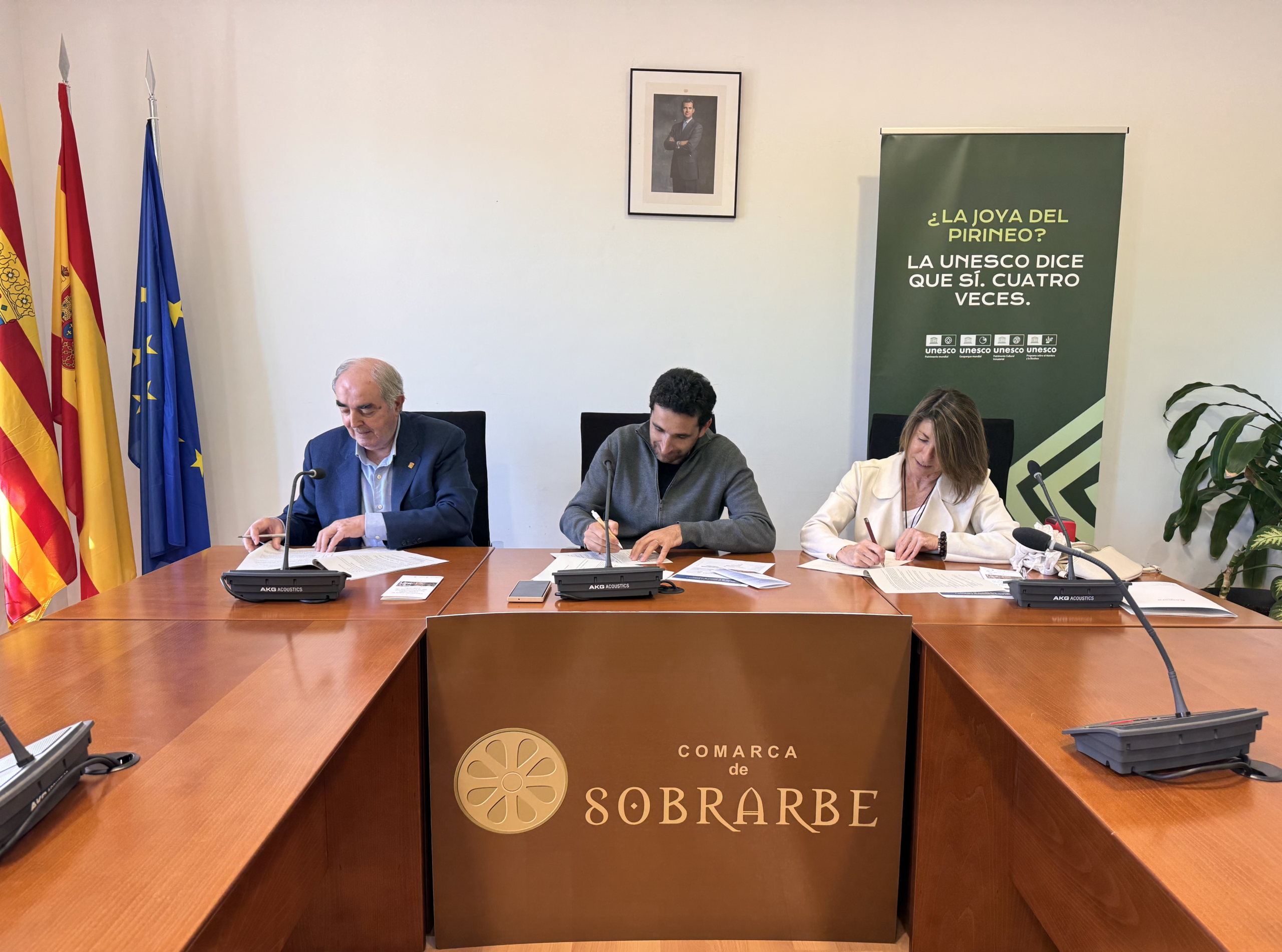 La Comarca de Sobrarbe, la Asociación Empresarial Turística de Sobrarbe y la Cámara de Comercio de Huesca renuevan su compromiso para el desarrollo socioeconómico del territorio